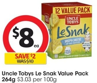 Coles Uncle Tobys Le Snak Value Pack 264g offer