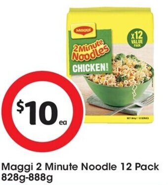 Coles Maggi 2 Minute Noodle 12 Pack 828g-888g offer