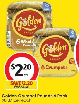 Coles Golden Crumpet Rounds 6 Pack offer