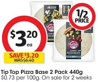 Coles Tip Top Pizza Base 2 Pack 440g offer