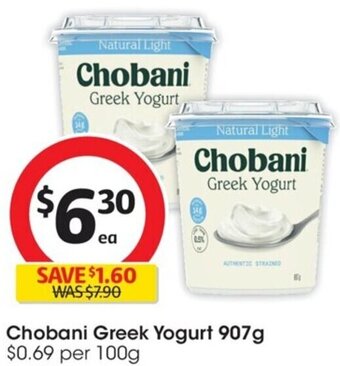 Coles Chobani Greek Yogurt 907g offer