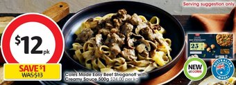 Coles Coles Made Easy Beef Stroganoff with Creamy Sauce 500g offer
