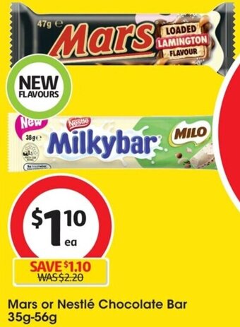 Coles Mars or Nestlé Chocolate Bar 35g-56g offer
