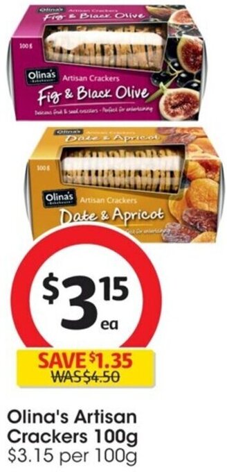 Coles Olina's Artisan Crackers 100g offer