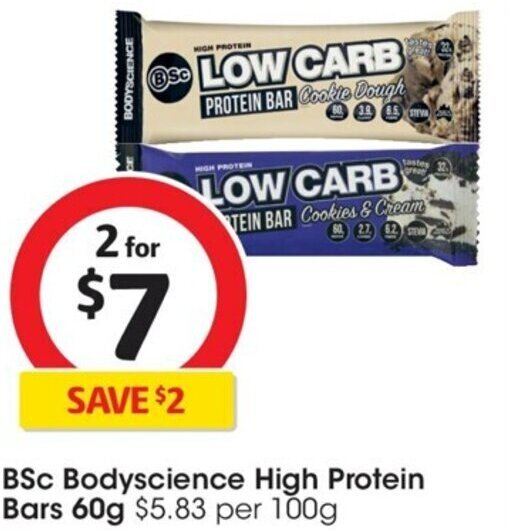BSc Bodyscience High Protein Bars 60g offer at Coles