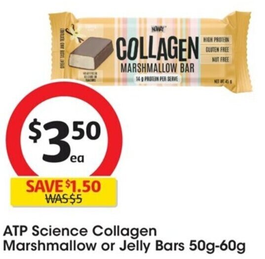 ATP Science Collagen Marshmallow or Jelly Bars 50g60g offer at Coles