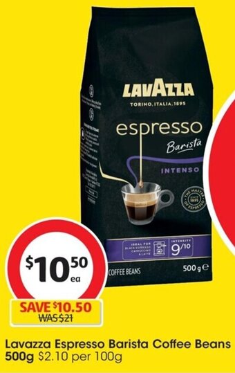 Coles Lavazza Espresso Barista Coffee Beans 500g offer