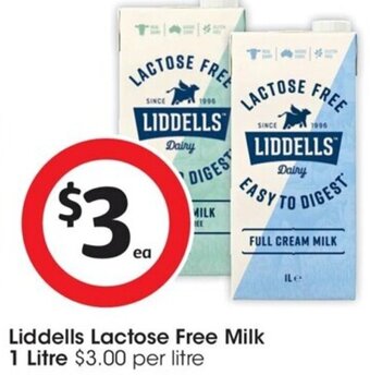 Coles Liddells Lactose Free Milk 1 Litre offer