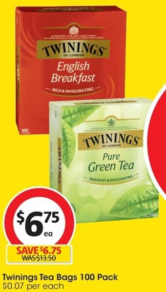 Coles Twinings Tea Bags 100 Pack offer