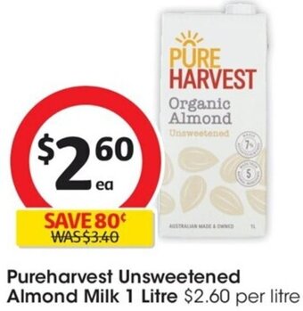 Coles Pureharvest Unsweetened Almond Milk 1 Litre offer