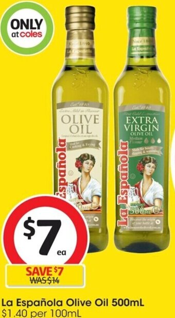 Coles La Española Olive Oil 500mL offer