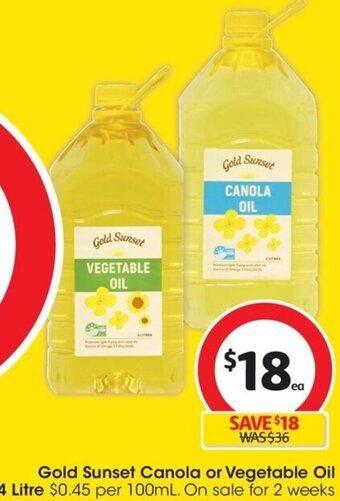 Coles Gold Sunset Canola or Vegetable Oil offer