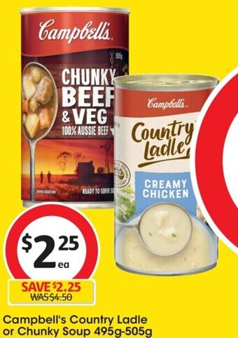 Coles Campbell's Country Ladle or Chunky Soup 495g-505g offer