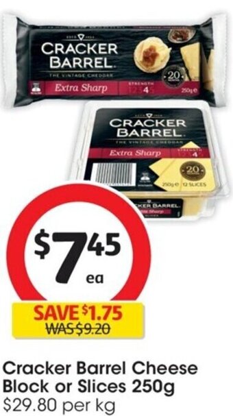 Coles Cracker Barrel Cheese Block or Slices 250g offer