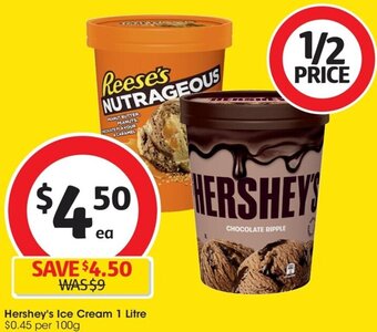 Coles Hershey's Ice Cream 1 Litre offer