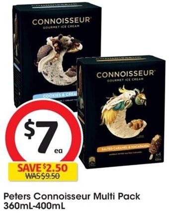 Coles Peters Connoisseur Multi Pack 360mL-400mL offer
