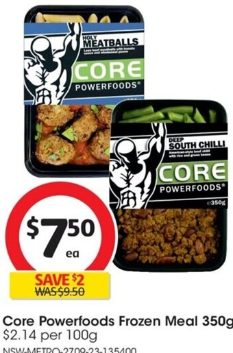 Coles Core Powerfoods Frozen Meal 350g offer