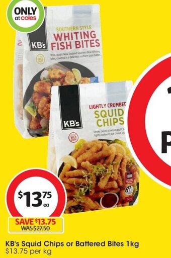 Coles KB's Squid Chips or Battered Bites 1kg offer