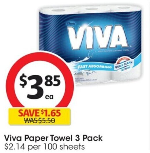 Viva Paper Towel 3 Pack offer at Coles