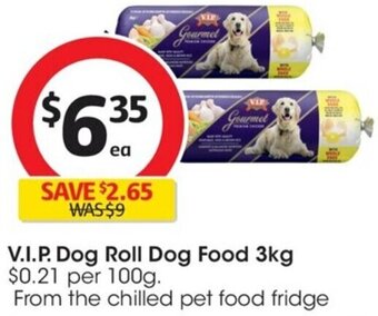 Coles V.I.P. Dog Roll Dog Food 3kg offer