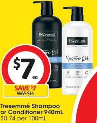 Coles Tresemmé Shampoo or Conditioner 940mL offer