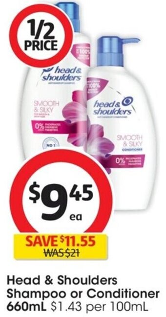 Coles Head & Shoulders Shampoo or Conditioner 660mL offer