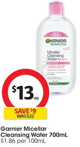 Coles Garnier Micellar Cleansing Water 700mL offer