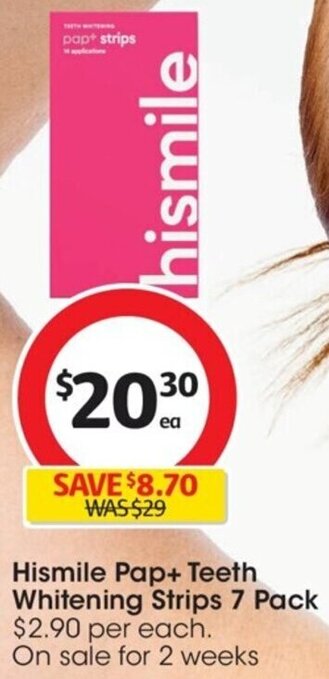 Coles Hismile Pap+ Teeth Whitening Strips 7 Pack offer