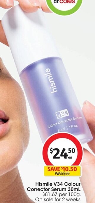 Coles Hismile V34 Colour Corrector Serum 30mL offer