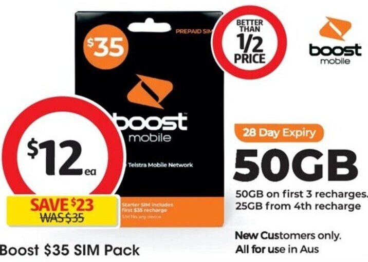 Boost 35 SIM Pack offer at Coles