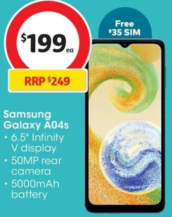 Coles Samsung Galaxy A04s offer