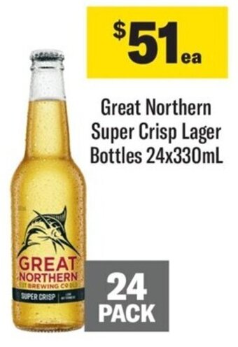 Coles Great Northern Super Crisp Lager Bottles 24x330mL offer