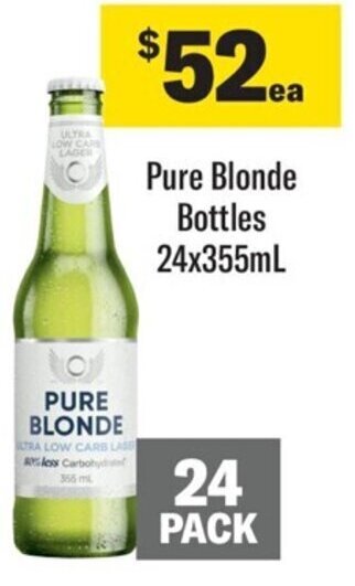 Coles Pure Blonde Bottles 24x355mL offer