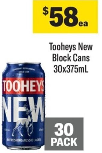 Coles Tooheys New Block Cans 30x375mL offer
