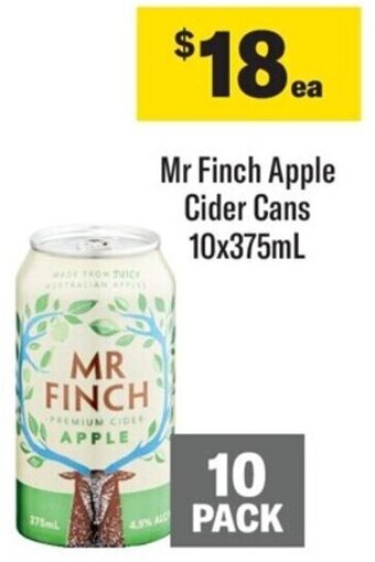 Coles Mr Finch Apple Cider Cans 10x375mL offer