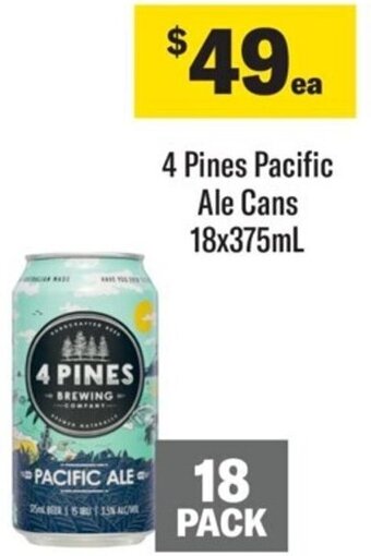 Coles 4 Pines Pacific Ale Cans 18x375mL offer