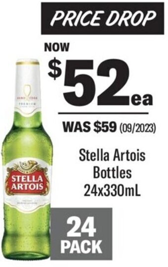 Coles Stella Artois Bottles 24x330mL offer