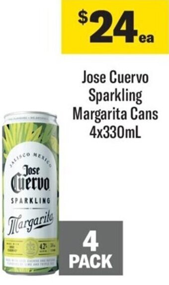 Coles Jose Cuervo Sparkling Margarita Cans 4x330mL offer