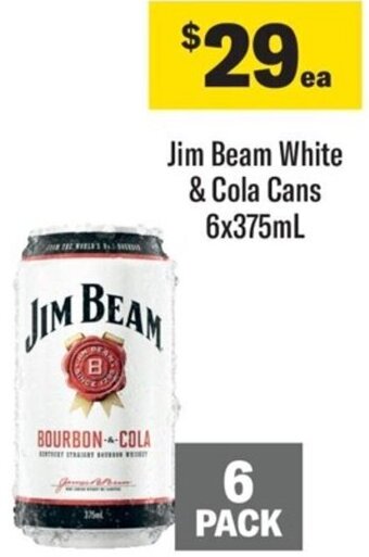 Coles Jim Beam White & Cola Cans 6x375mL offer