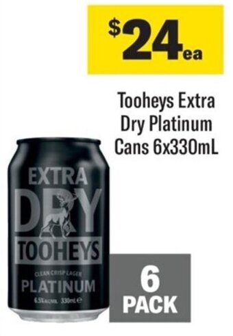 Coles Tooheys Extra Dry Platinum Cans 6x330mL offer