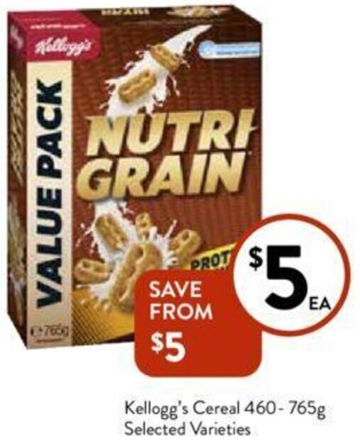 Kellogg's Cereal 460765g Selected Varieties offer at Foodworks