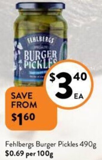 Fehlbergs Burger Pickles 490g
