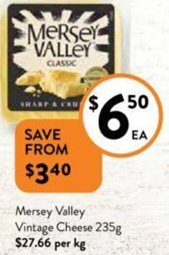 Foodworks Mersey Valley Vintage Cheese 235g offer