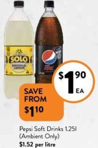 Foodworks Pepsi Soft Drinks 1.25L offer