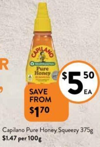 Foodworks Capilano Pure Honey Squeezy 375g offer