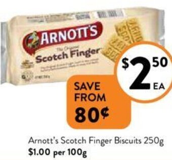Foodworks Arnott's Scotch Finger Biscuits 250g offer