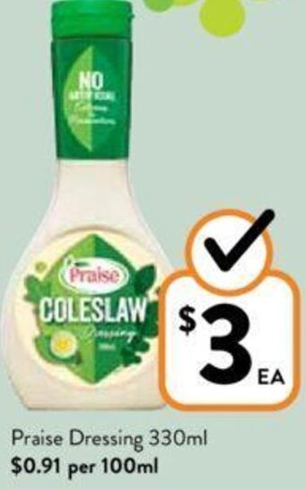 Foodworks Praise Dressing 330ml offer