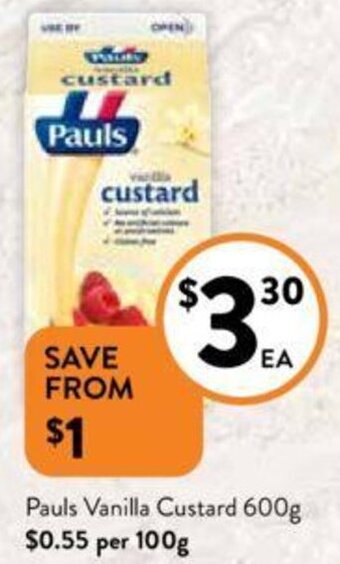 Foodworks Pauls Vanilla Custard 600g offer