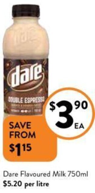 Foodworks Dare Flavoured Milk 750ml offer