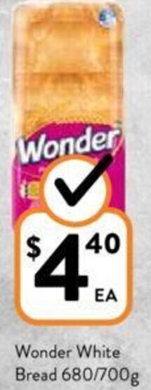 Foodworks Wonder White Bread 680/700g offer
